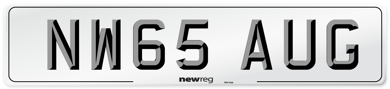 NW65 AUG Number Plate from New Reg